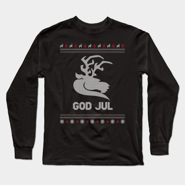 God Jul Merry Christmas Norway Sweden Viking Reindeer Xmas Shirt Long Sleeve T-Shirt by stearman